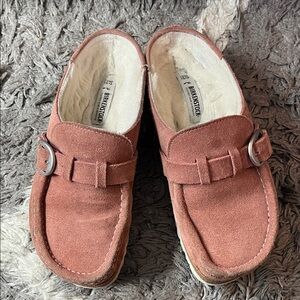 Birkenstock buckley shoes. Shearling. Suede. Size 37. Pink clay. Pre-owned.